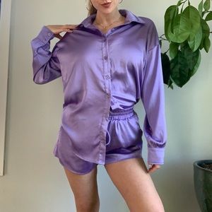 Romie purple silky pajama set